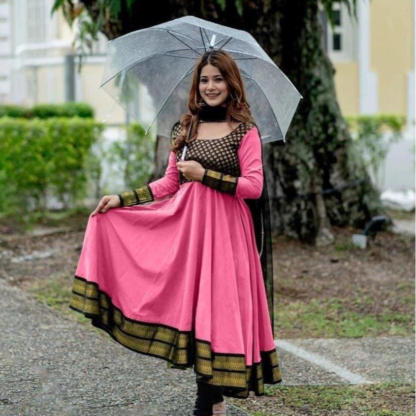 Beautiful Gown With Net Dupatta 2  Pcs Collection For Women By Inaaya Fabric