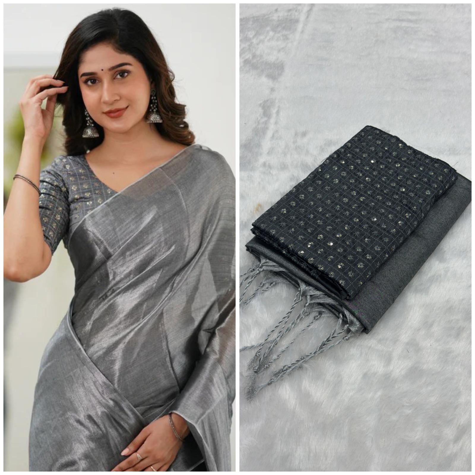Ethereal Elegance  Plain  Silk Saree For Women