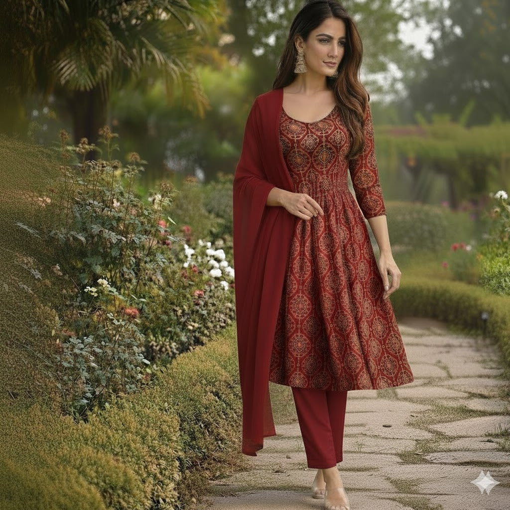 Designer Printed Georgette Gown With Dupatta For Women 002