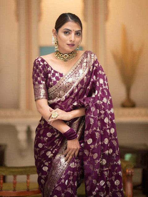 Printed Soft Lichi Silk Saree With 6 Colors Unstitched Material by Inaaya Farbic
