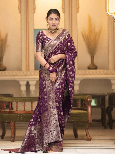 Printed Soft Lichi Silk Saree With 6 Colors Unstitched Material by Inaaya Farbic