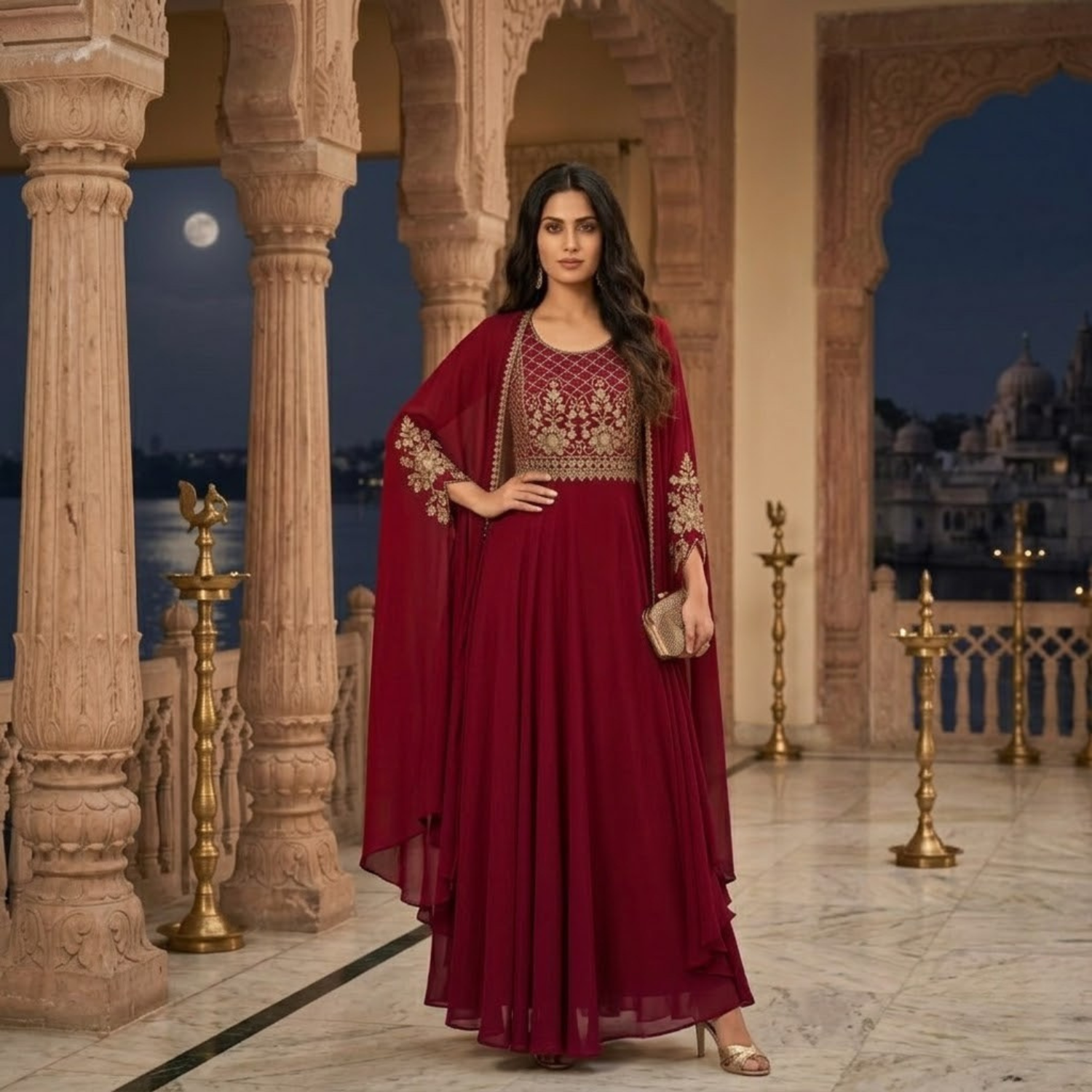 Stunning Georgette 3Pcs Gown  Collection For Women