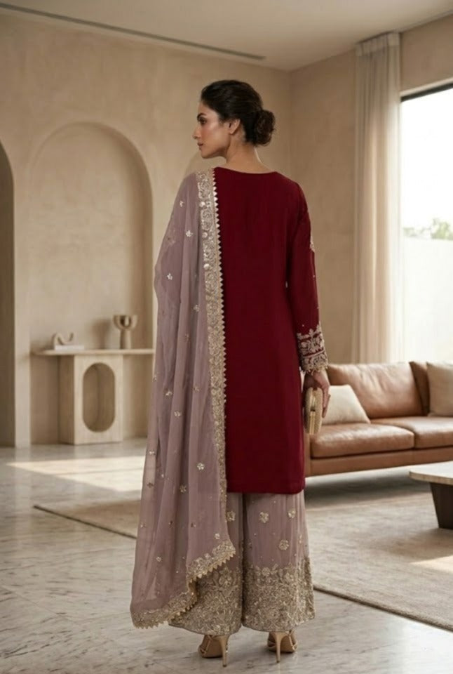 Heavy Georgette 3PCS  Fully Embroidery Suit For Women