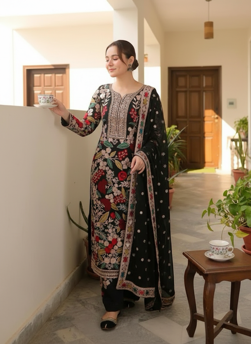 Velvet Handwork Salwar Kameez with Dupatta