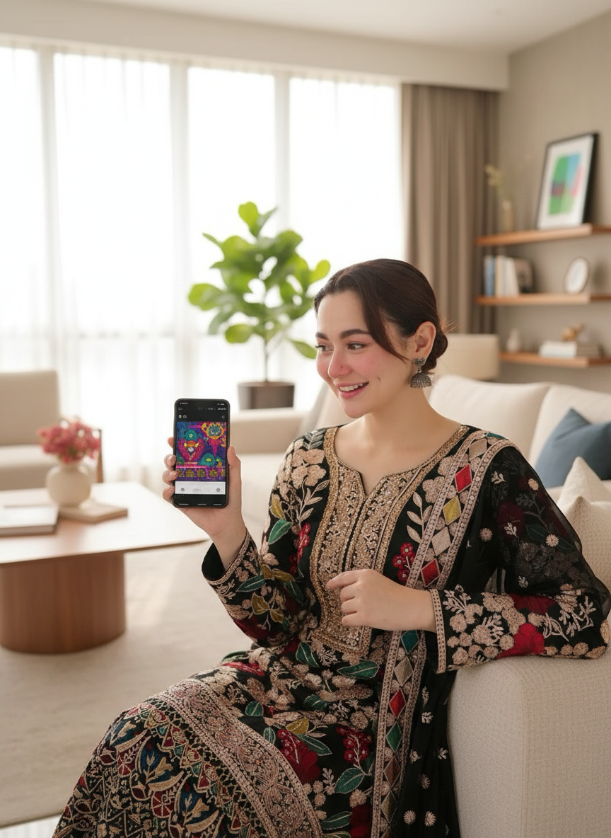 Velvet Handwork Salwar Kameez with Dupatta