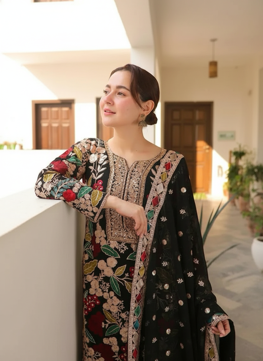 Velvet Handwork Salwar Kameez with Dupatta