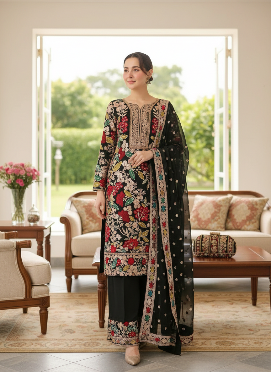 Velvet Handwork Salwar Kameez with Dupatta