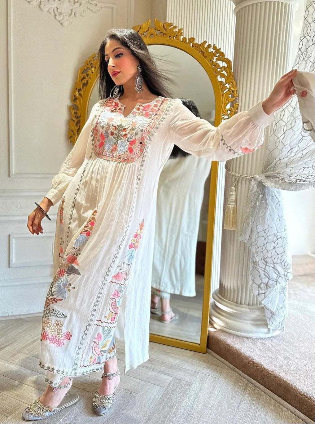 Embroidered Straight Kurti 3 Pc Suit Ready To Wear