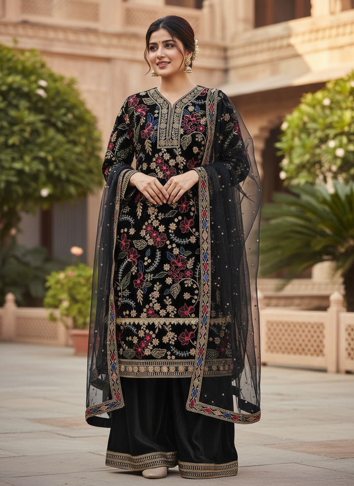 Velvet Handwork Salwar Kameez with Dupatta