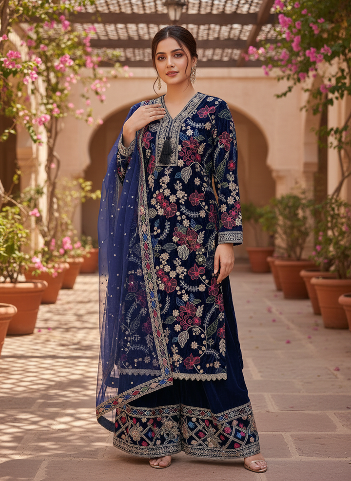 Velvet Handwork Salwar Kameez with Dupatta