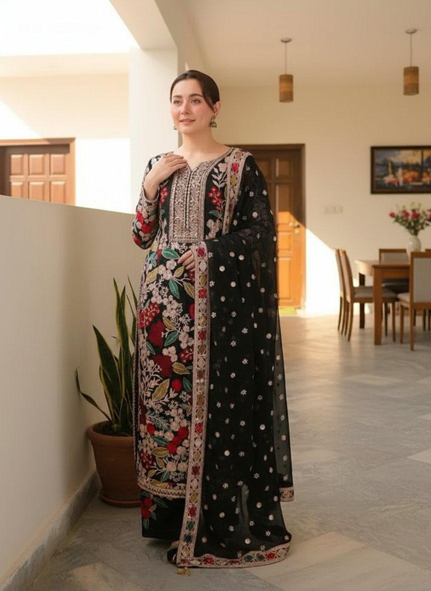 Velvet Handwork Salwar Kameez with Dupatta