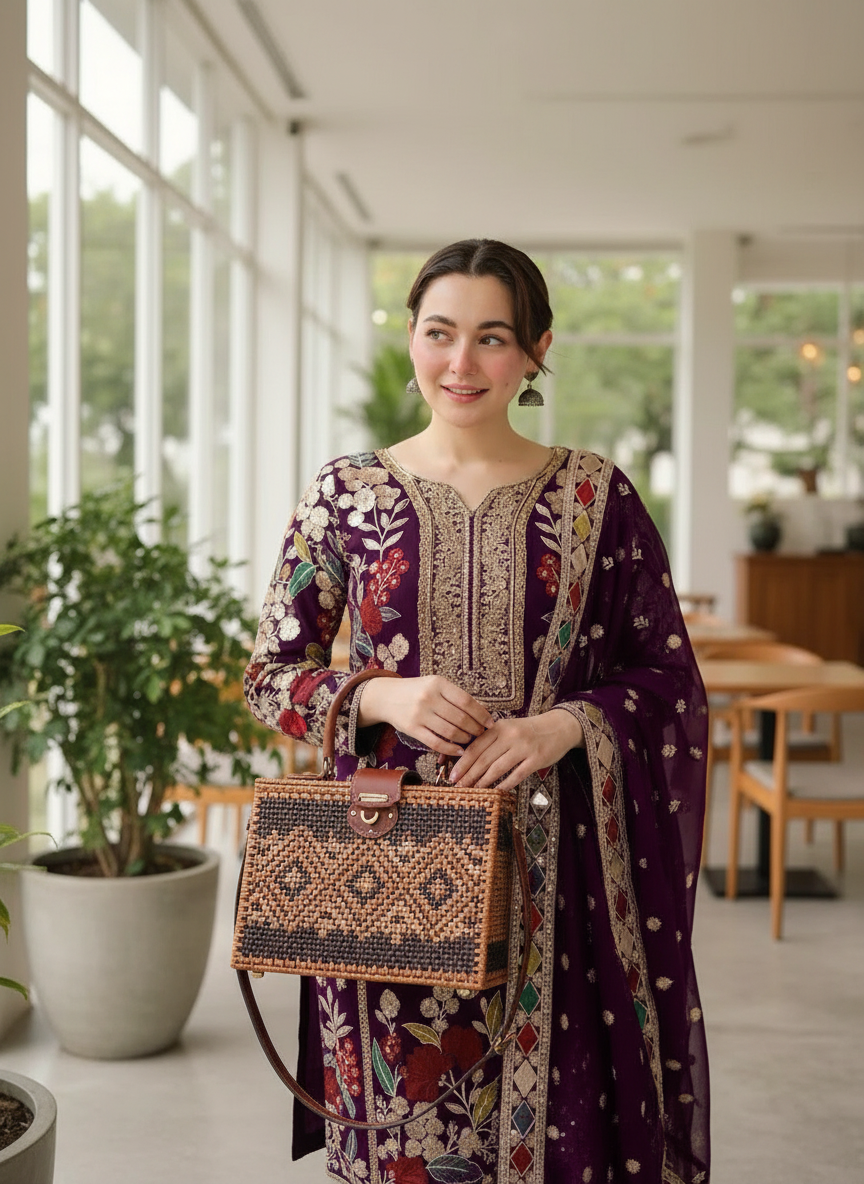 Velvet Handwork Salwar Kameez with Dupatta