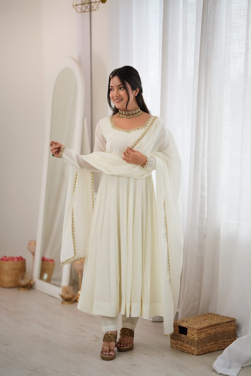 Luxury Mirror Work Mal Chanderi Anarkali 3-Piece Ready-to-Wear Suit – view 8