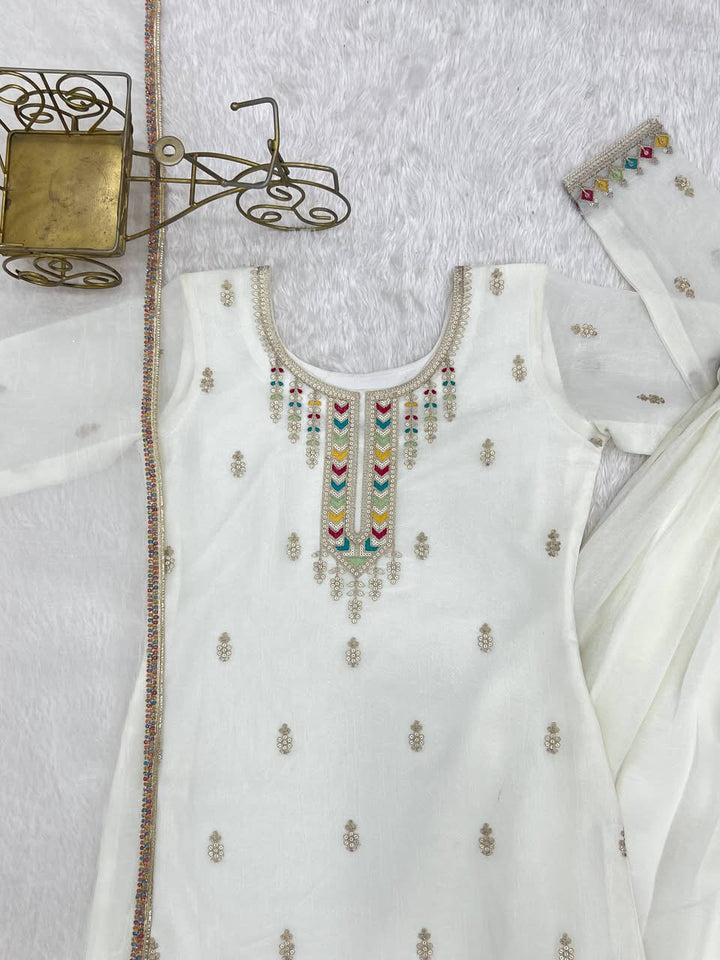Luxury Embroidered Crunchy Silk 3-Piece Ready-to-Wear Sharara Suit – view 15