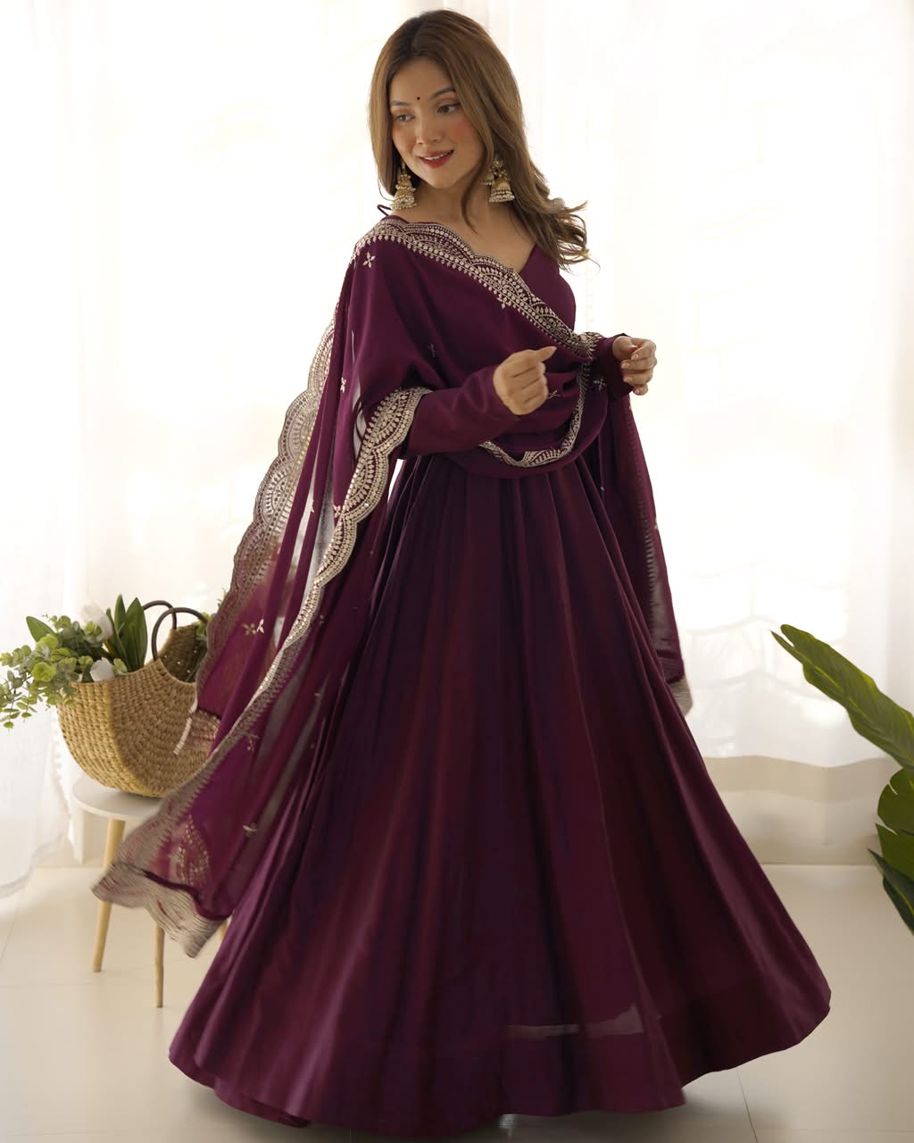 Luxury Roman Silk Chanderi 3-Piece Ready-to-Wear Anarkali Suit – view 10