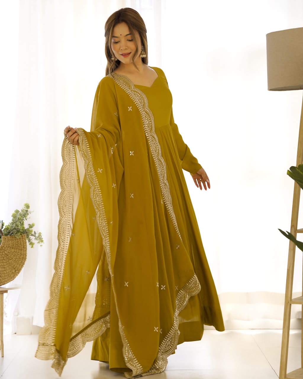 Luxury Roman Silk Chanderi 3-Piece Ready-to-Wear Anarkali Suit – view 25