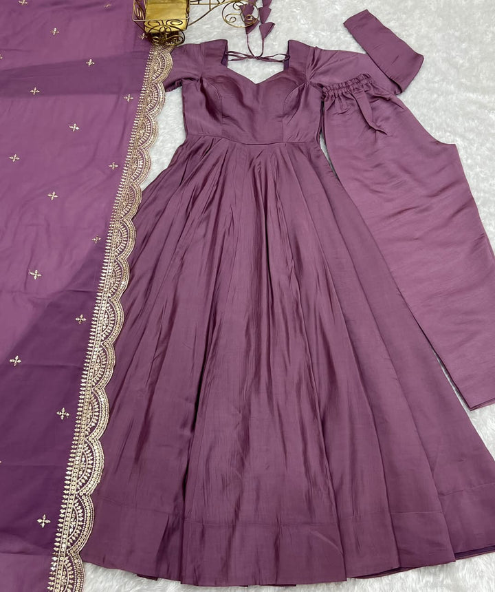 Luxury Roman Silk Chanderi 3-Piece Ready-to-Wear Anarkali Suit – view 31