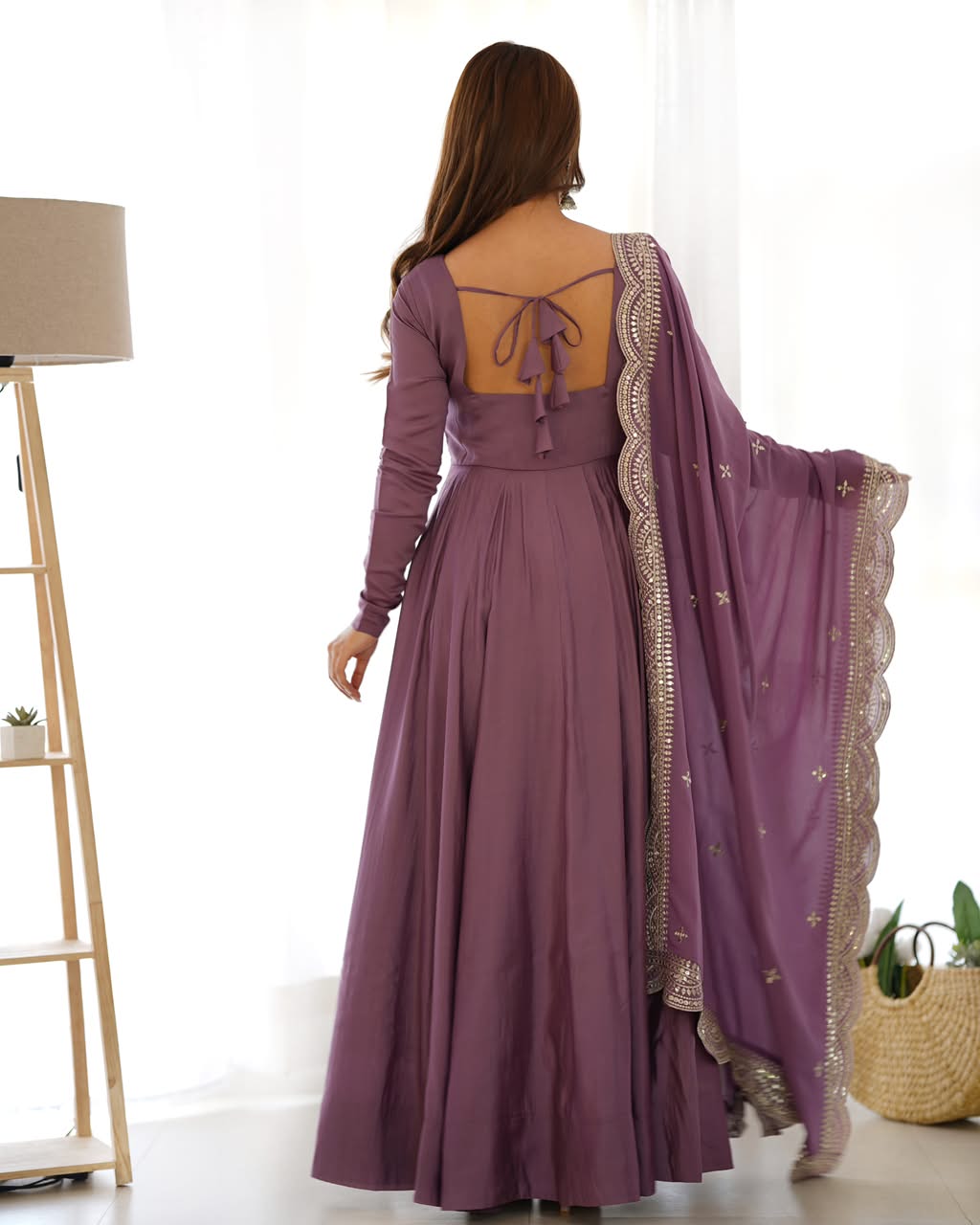 Luxury Roman Silk Chanderi 3-Piece Ready-to-Wear Anarkali Suit – view 32