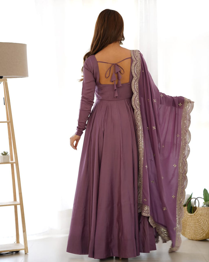 Luxury Roman Silk Chanderi 3-Piece Ready-to-Wear Anarkali Suit – view 32