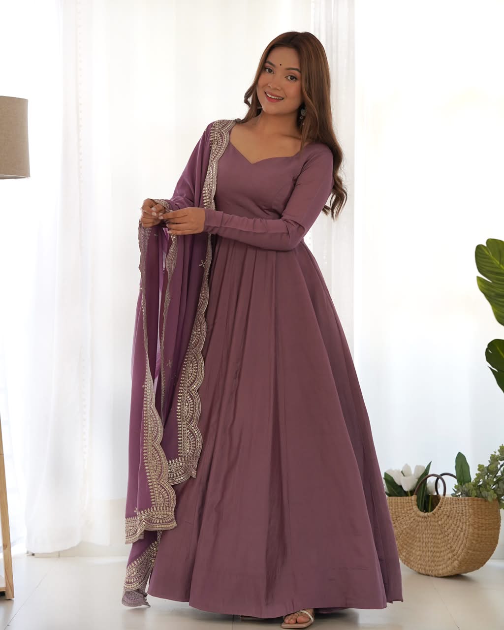 Luxury Roman Silk Chanderi 3-Piece Ready-to-Wear Anarkali Suit – view 38