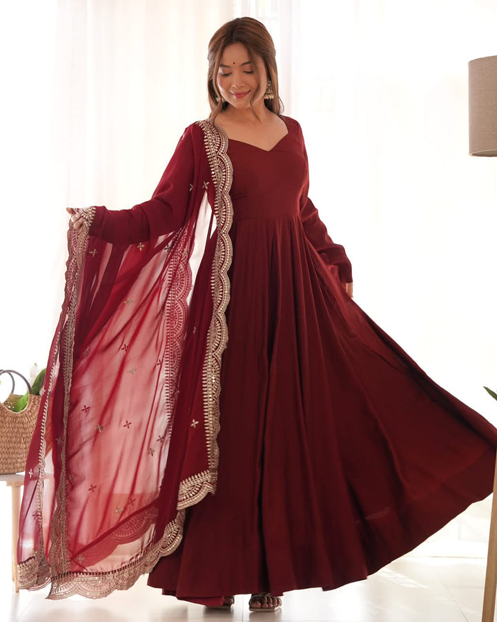 Luxury Roman Silk Chanderi 3-Piece Ready-to-Wear Anarkali Suit – view 51