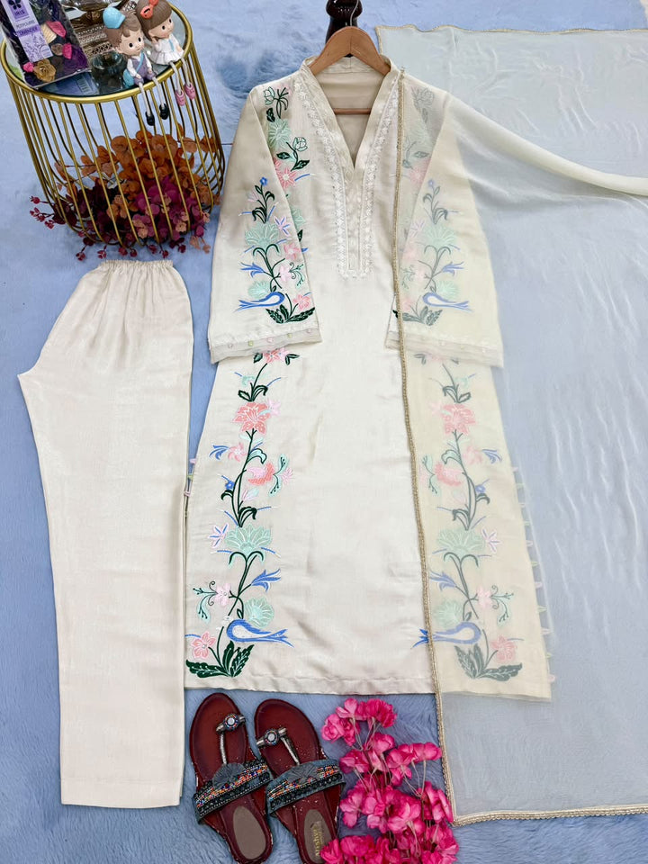 Luxury Embroidered Roman Glass 3-Piece Ready-to-Wear Kaftan Set – view 10