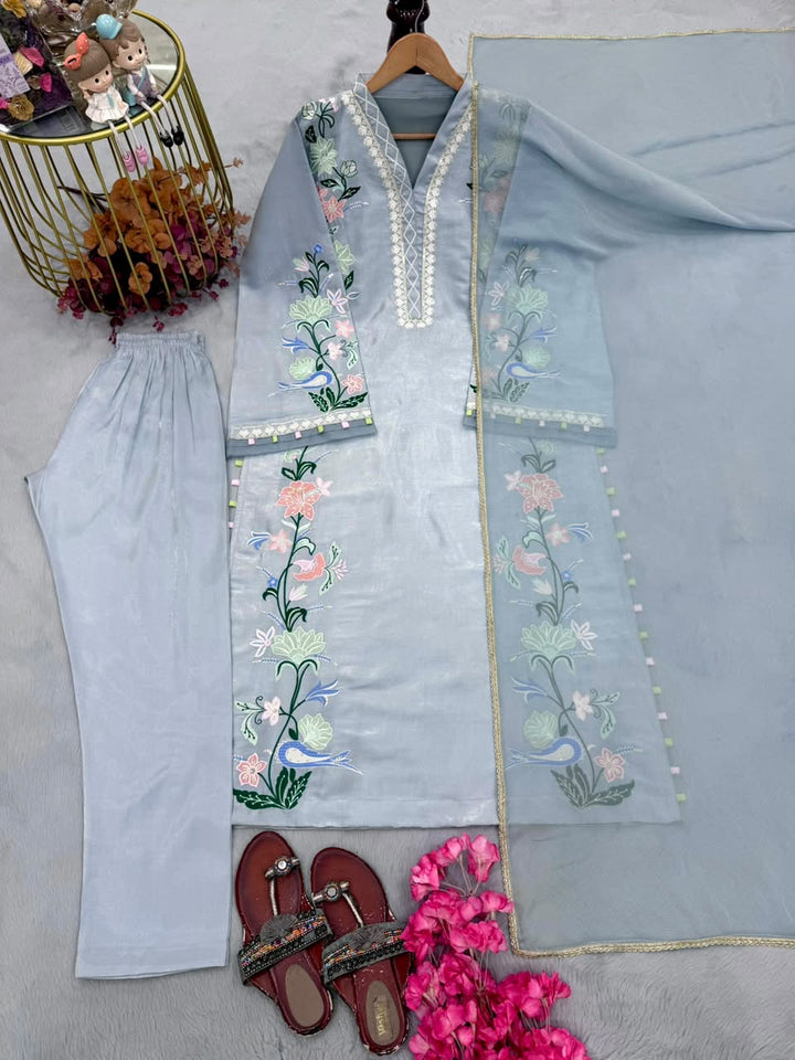 Luxury Embroidered Roman Glass 3-Piece Ready-to-Wear Kaftan Set – view 19