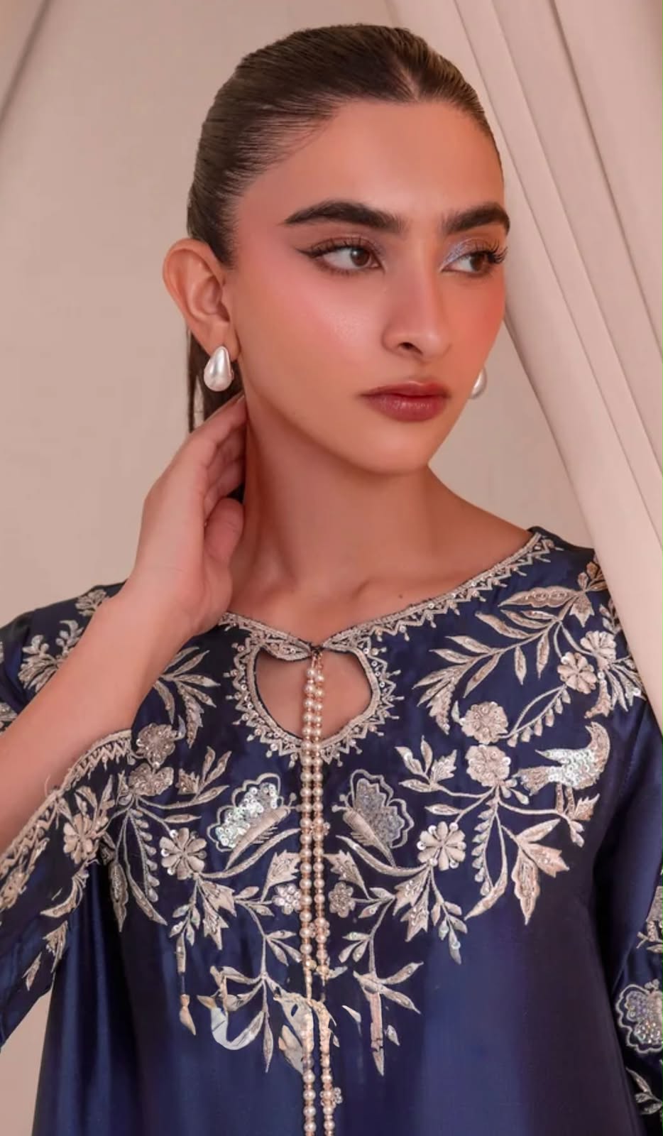 Luxury Embroidered Satin Rayon 3-Piece Ready-to-Wear Kaftan Set – view 3