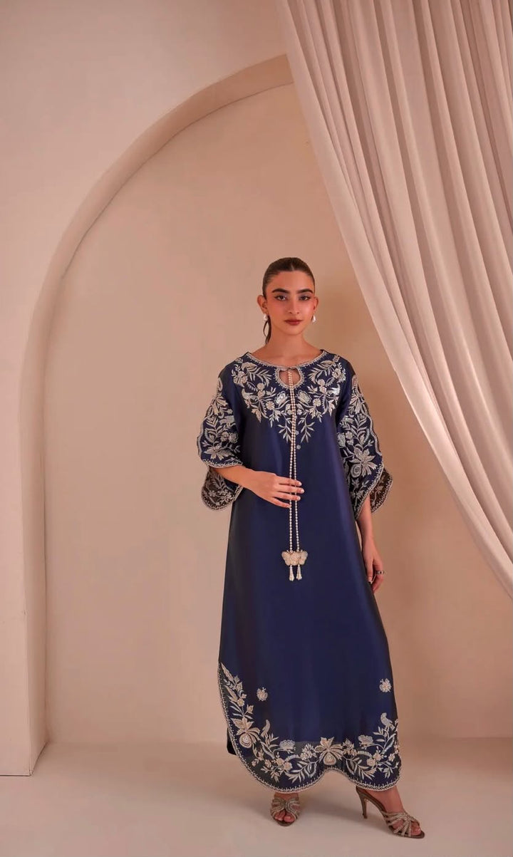 Luxury Embroidered Satin Rayon 3-Piece Ready-to-Wear Kaftan Set – view 4