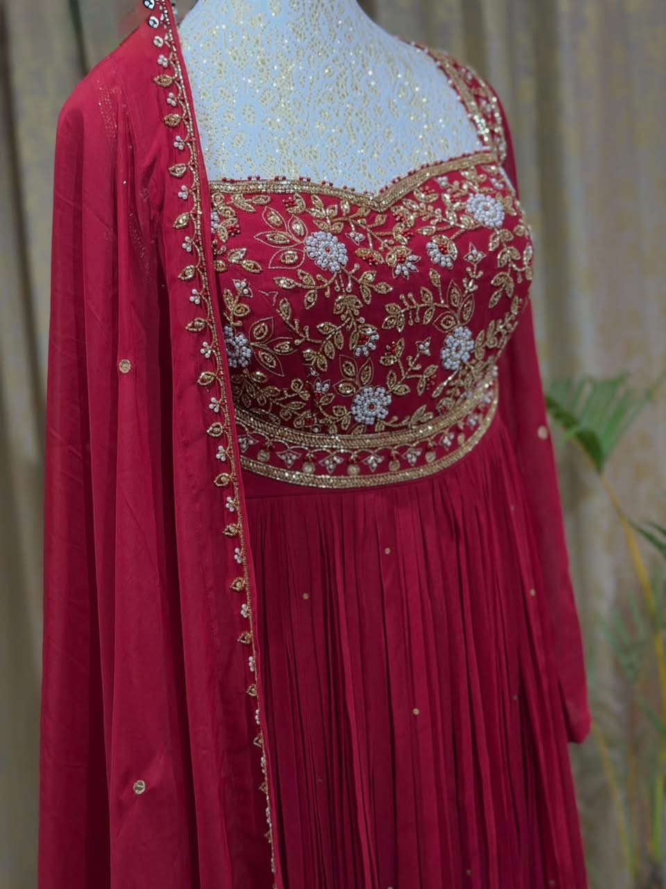 Luxury Embroidered Rangoli Crush 3-Piece Ready-to-Wear Gown Set – view 4