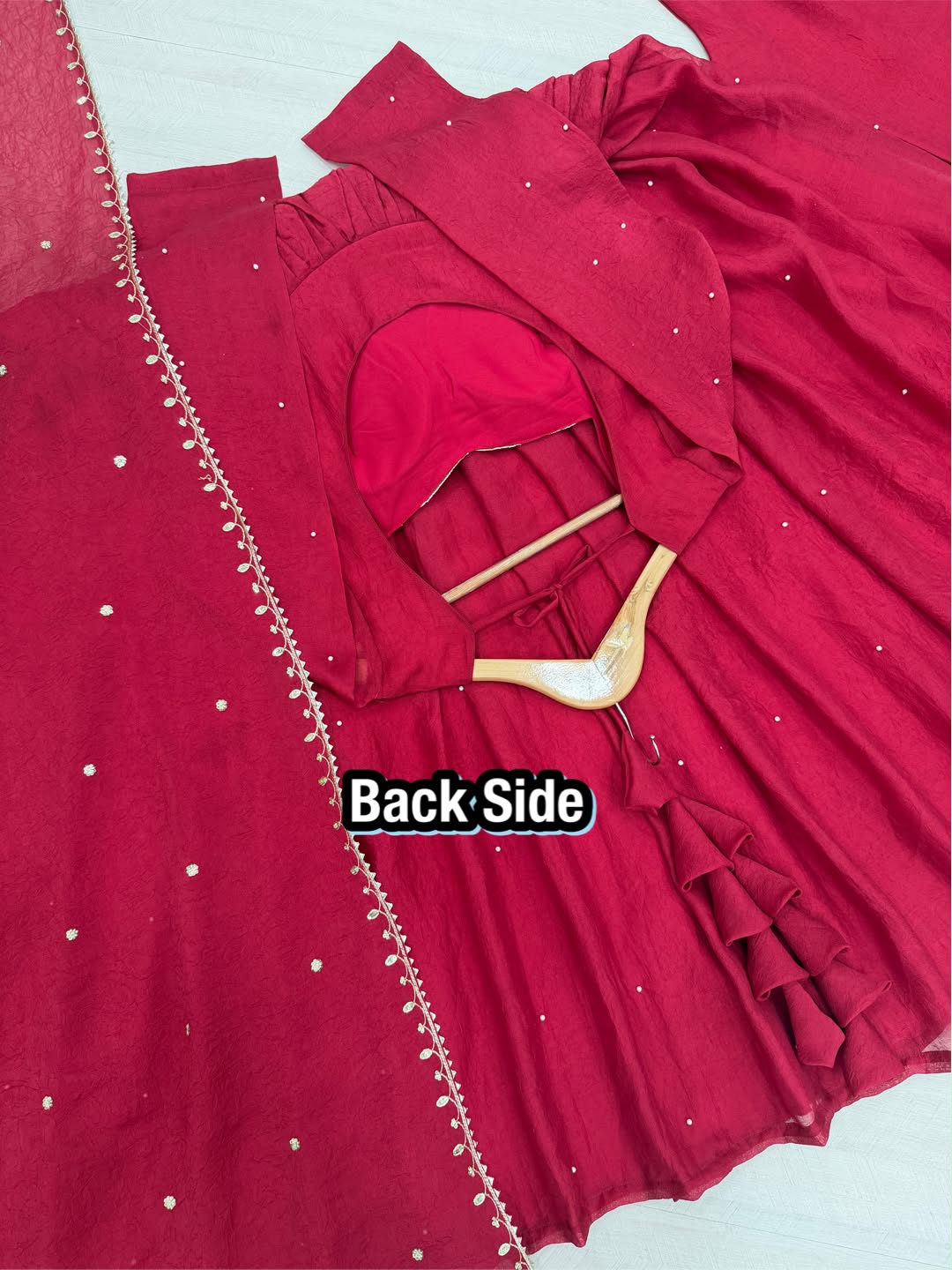Luxury Embroidered Rangoli Crush 3-Piece Ready-to-Wear Gown Set – view 10