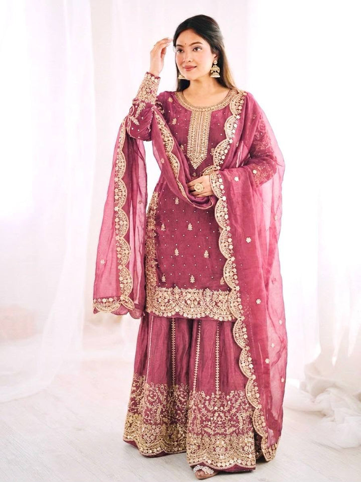 Luxury Embroidered Fendy Silk 3-Piece Ready-to-Wear Palazzo Suit – view 5