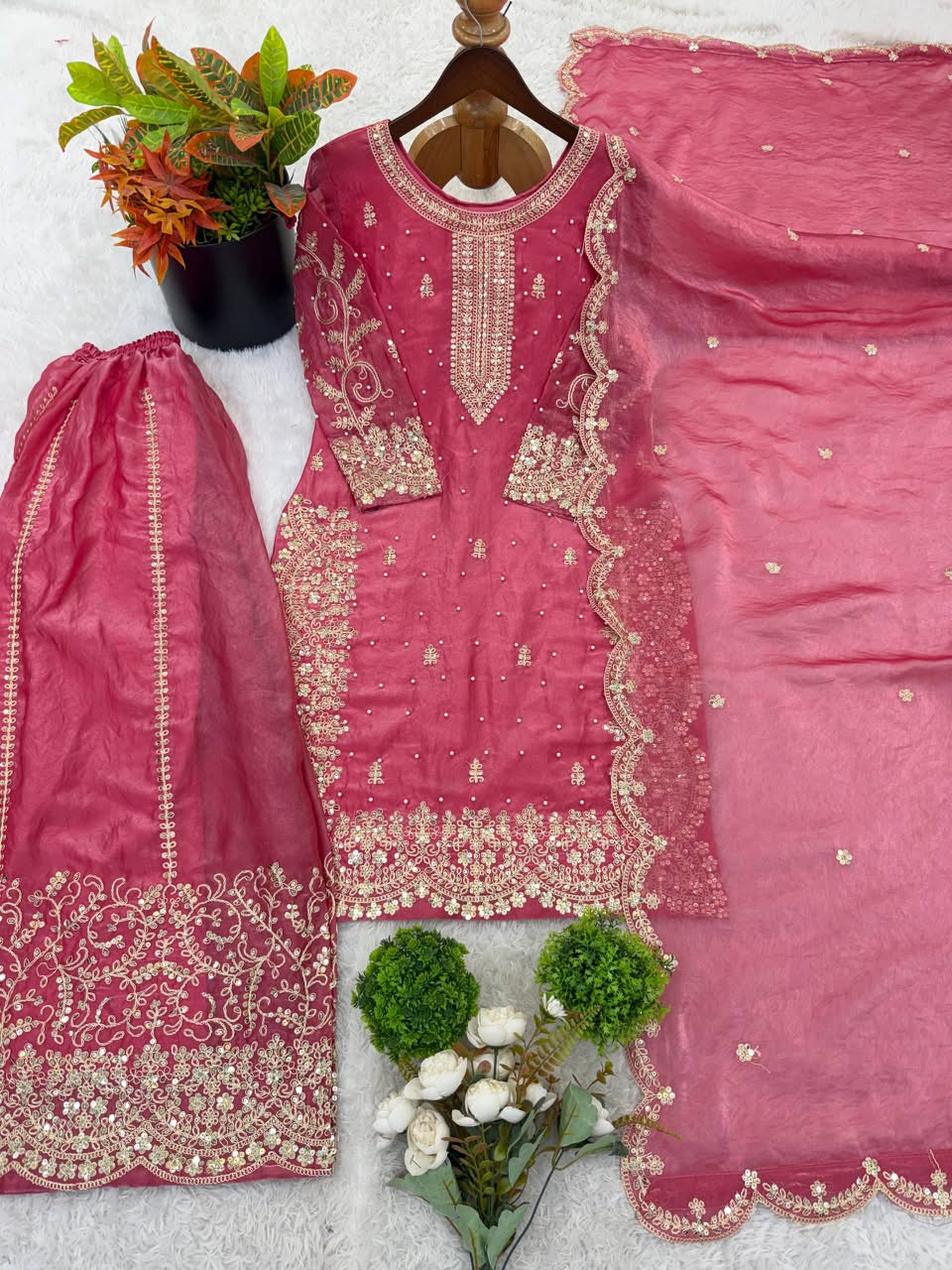 Luxury Embroidered Fendy Silk 3-Piece Ready-to-Wear Palazzo Suit – view 20