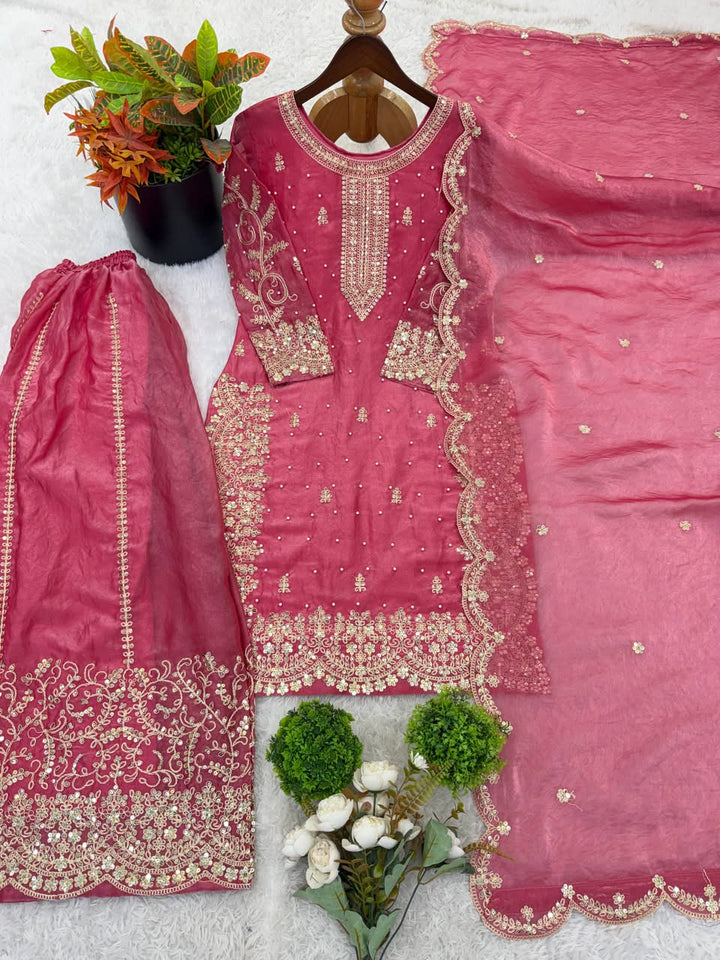 Luxury Embroidered Fendy Silk 3-Piece Ready-to-Wear Palazzo Suit – view 20