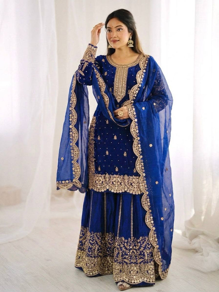 Luxury Embroidered Fendy Silk 3-Piece Ready-to-Wear Palazzo Suit – view 33