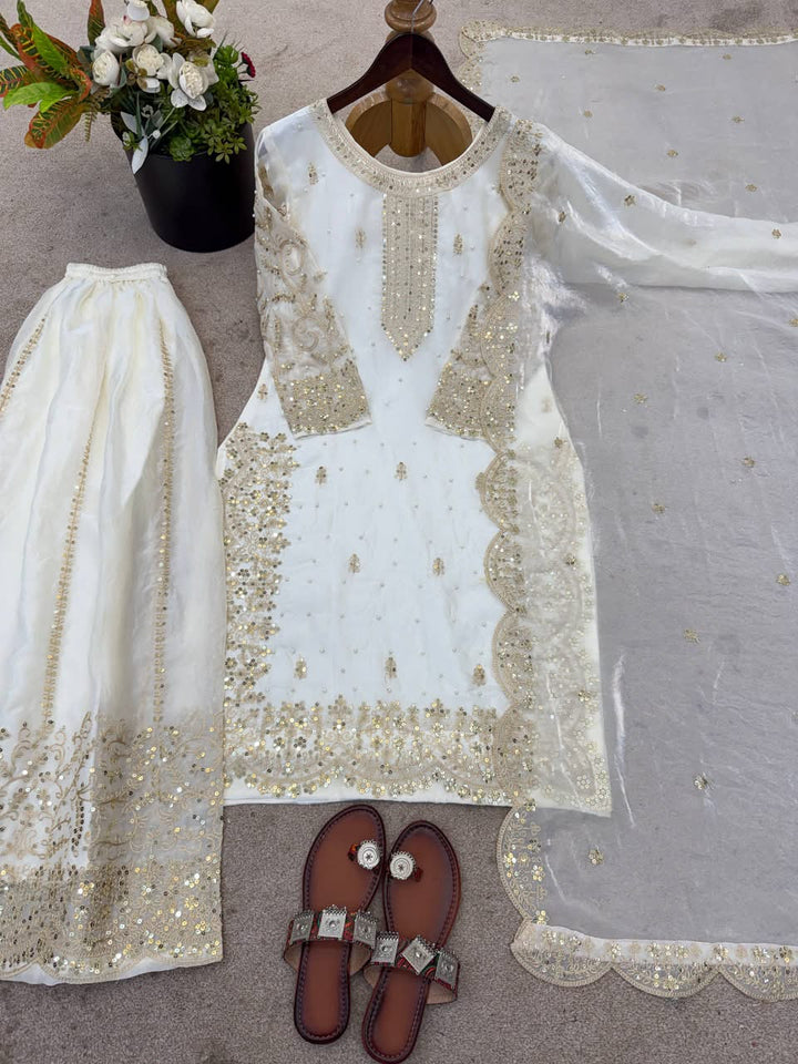 Luxury Embroidered Fendy Silk 3-Piece Ready-to-Wear Palazzo Suit – view 72