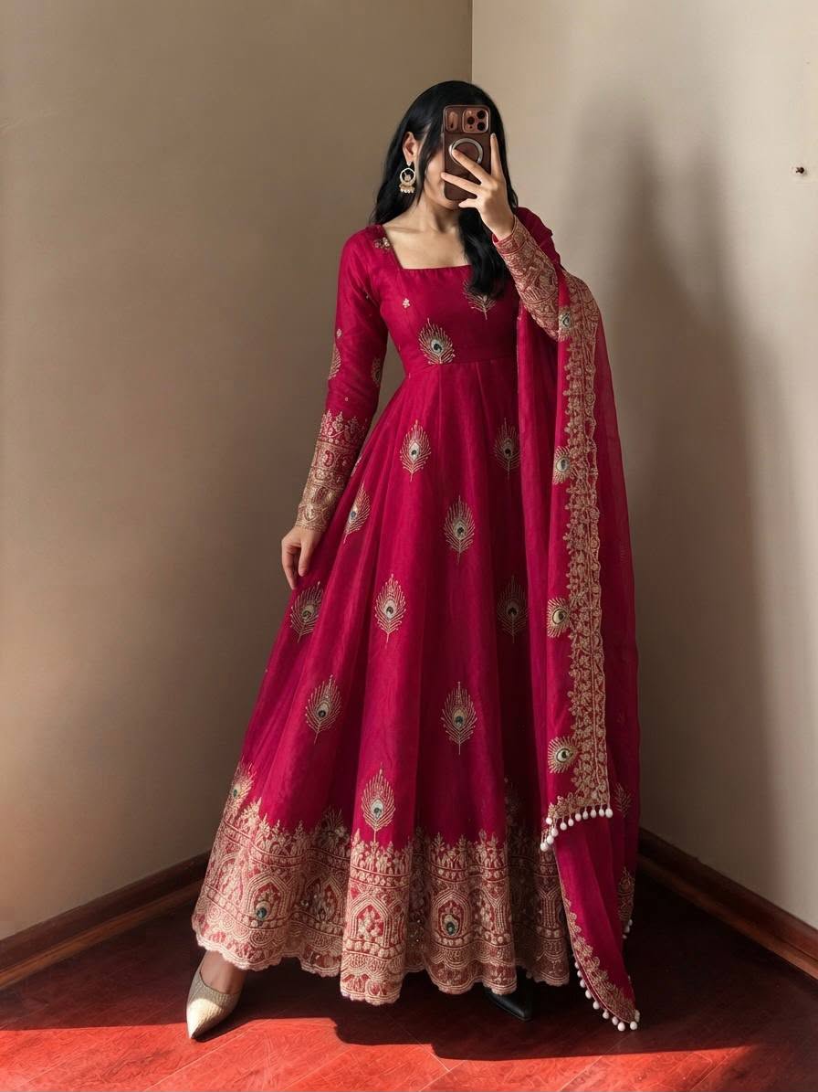 Luxury Fendy Silk 3-Piece Ready-to-Wear Embroidered Gown Set – view 2