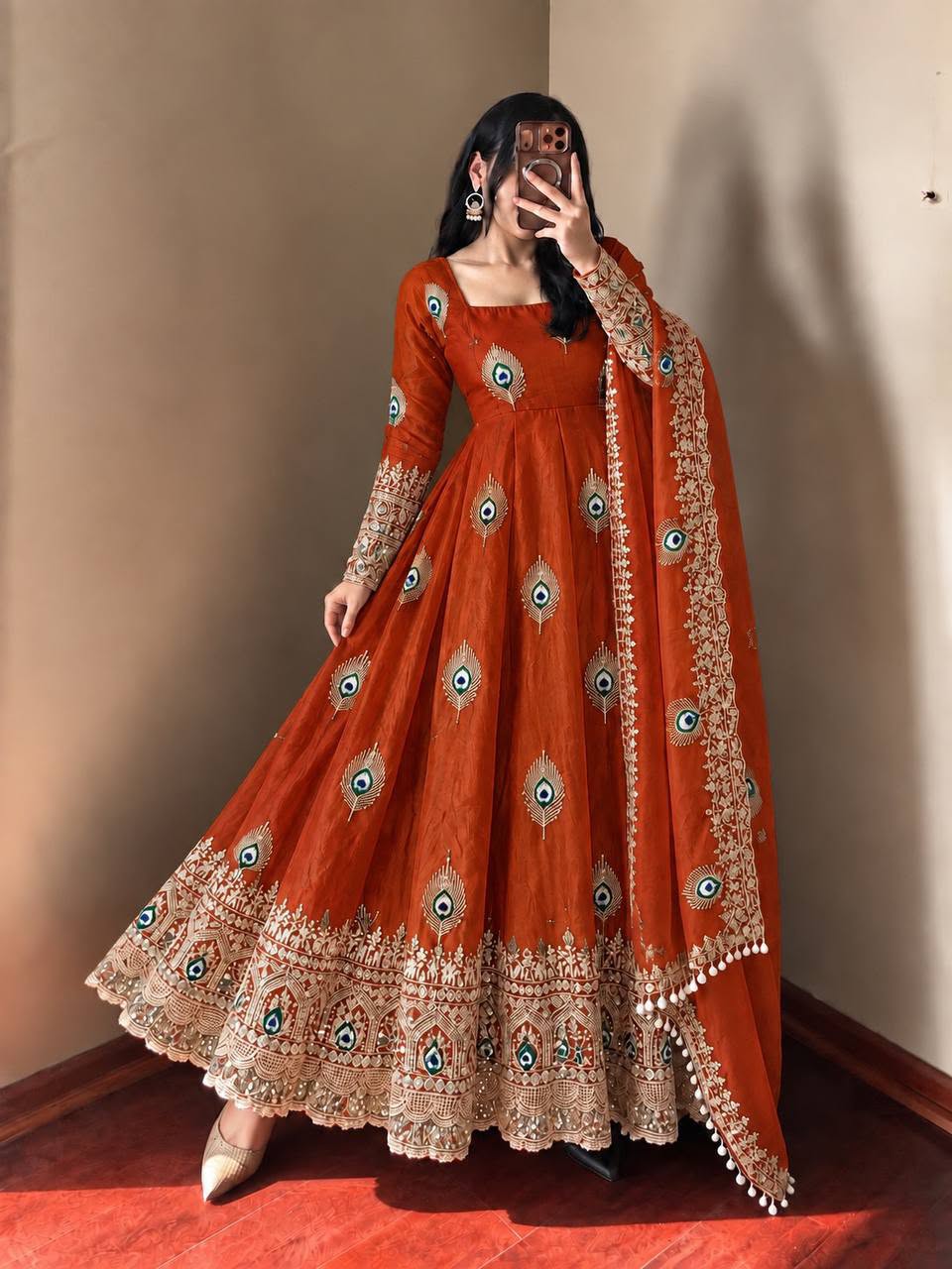 Luxury Fendy Silk 3-Piece Ready-to-Wear Embroidered Gown Set – view 4