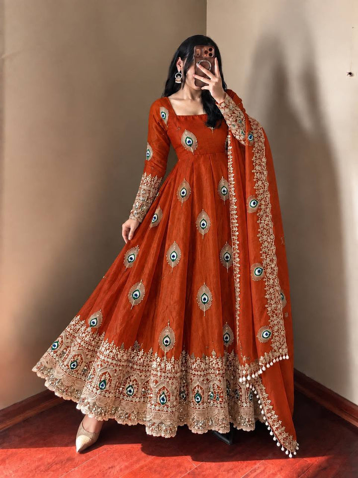 Luxury Fendy Silk 3-Piece Ready-to-Wear Embroidered Gown Set – view 4
