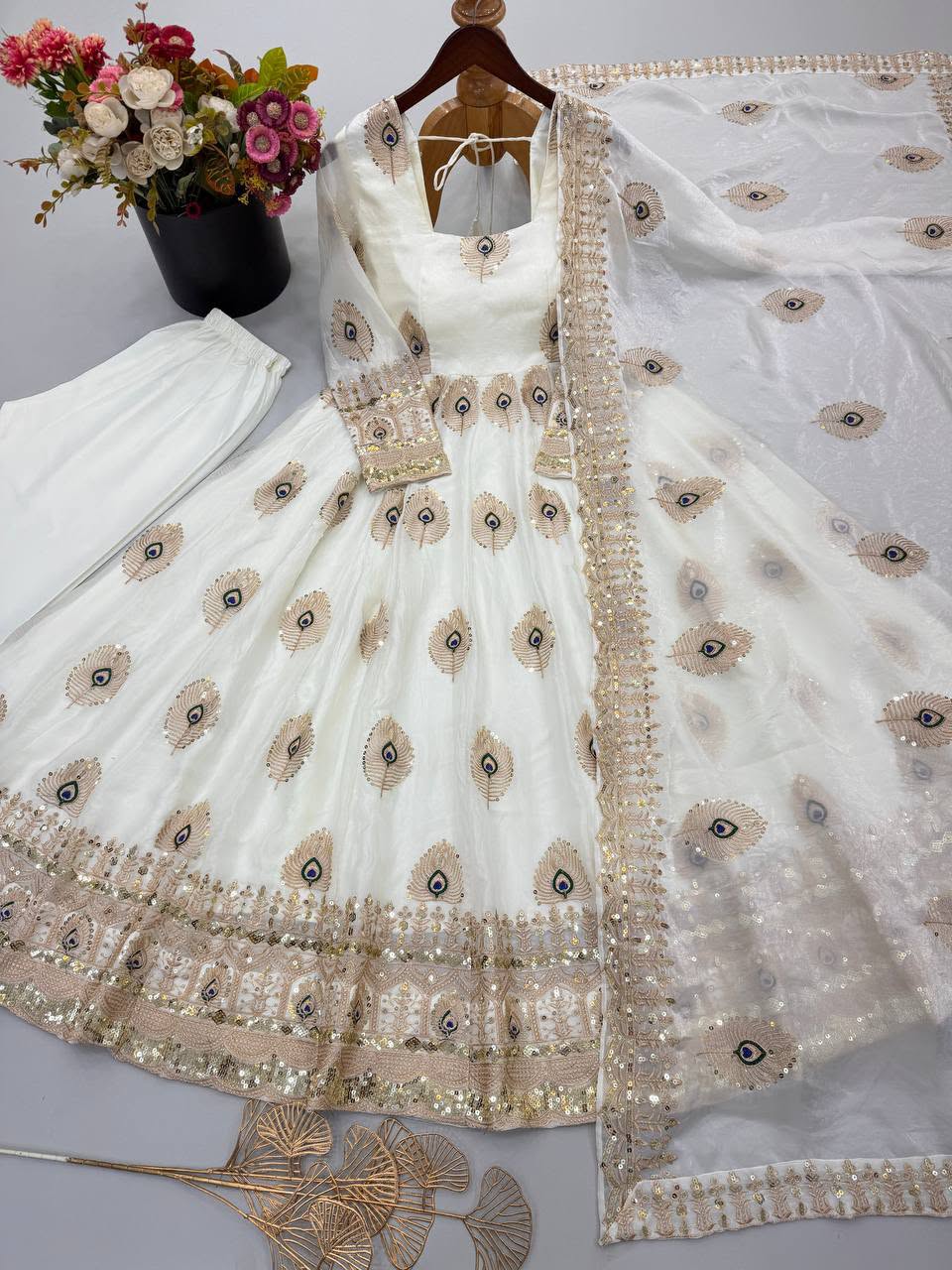 Luxury Fendy Silk 3-Piece Ready-to-Wear Embroidered Gown Set – view 25