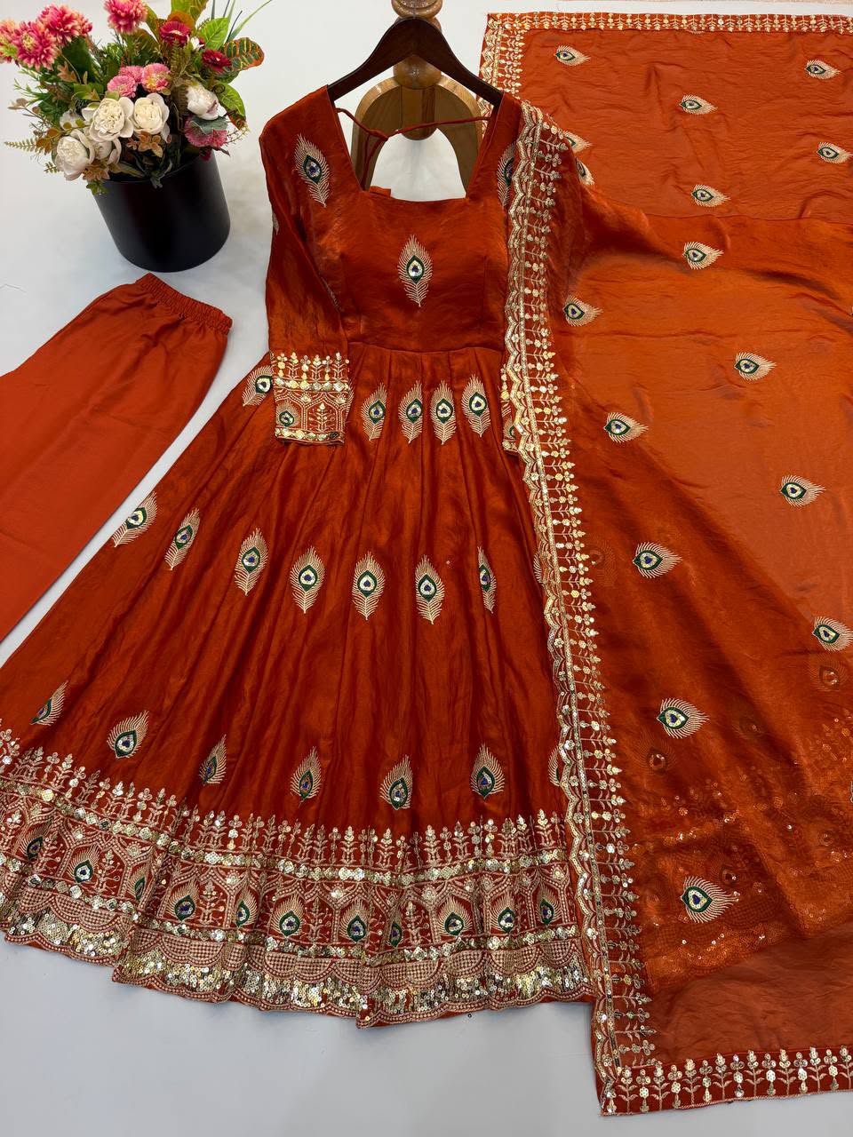Luxury Fendy Silk 3-Piece Ready-to-Wear Embroidered Gown Set – view 35