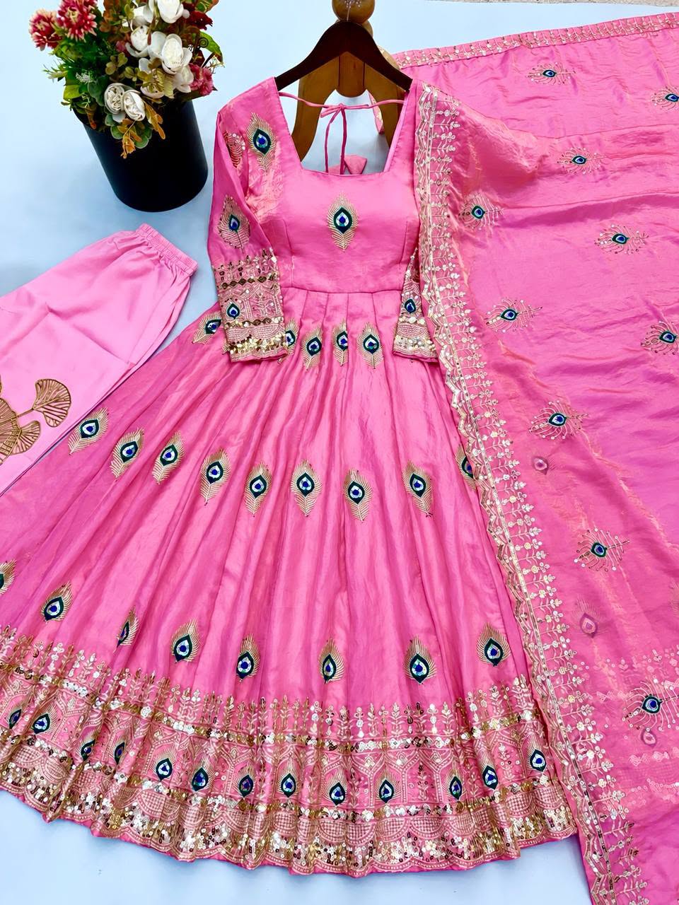 Luxury Fendy Silk 3-Piece Ready-to-Wear Embroidered Gown Set – view 45