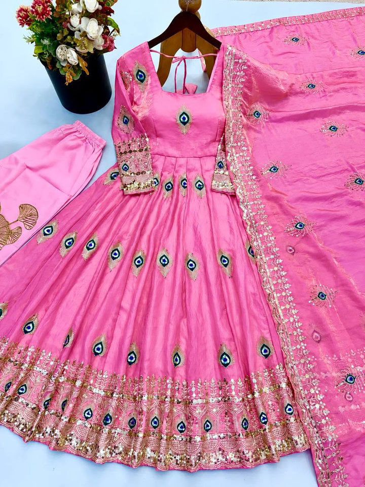 Luxury Fendy Silk 3-Piece Ready-to-Wear Embroidered Gown Set – view 45