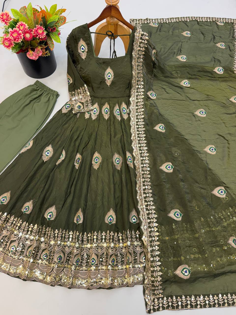 Luxury Fendy Silk 3-Piece Ready-to-Wear Embroidered Gown Set – view 69
