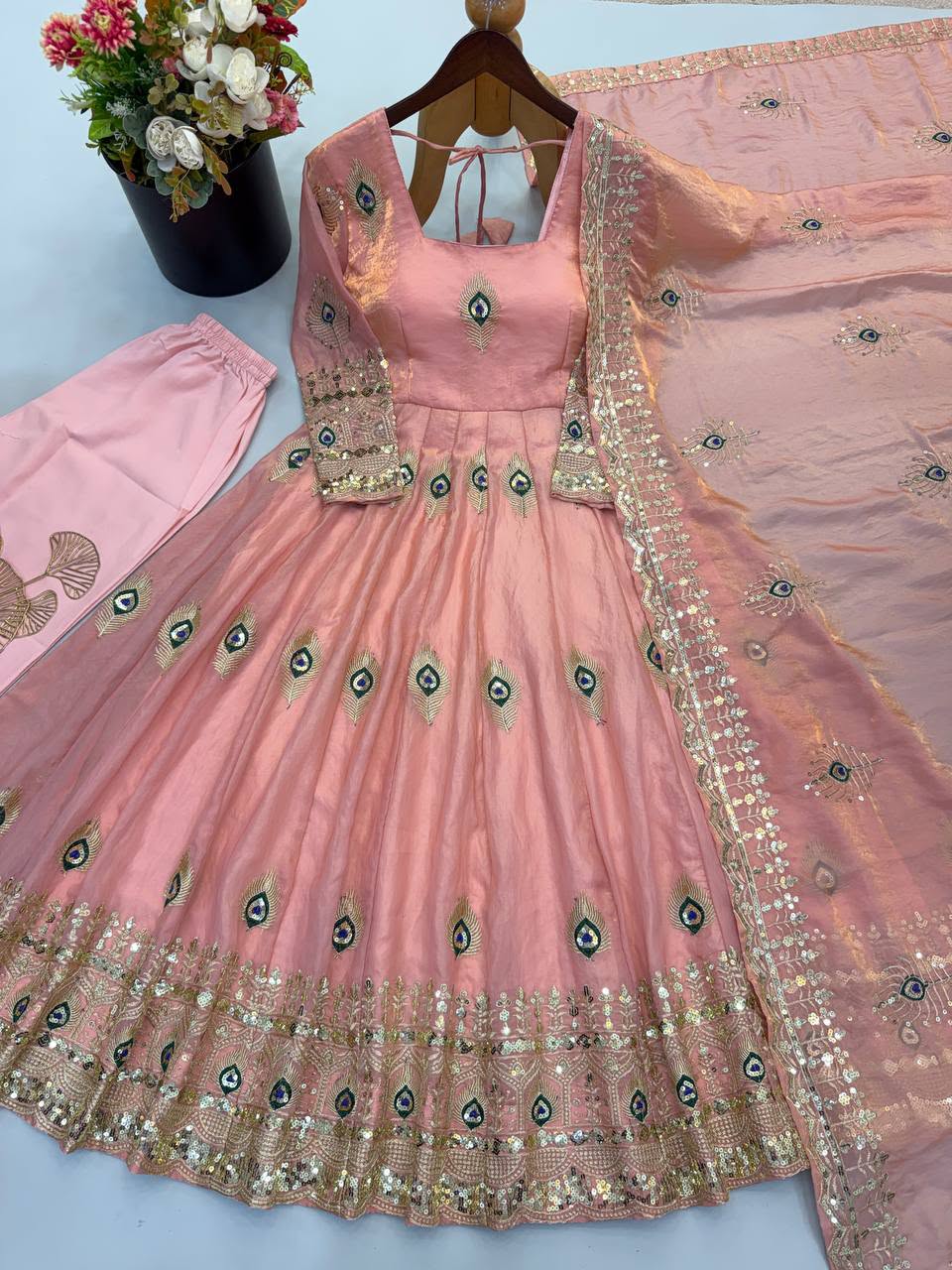 Luxury Fendy Silk 3-Piece Ready-to-Wear Embroidered Gown Set – view 72