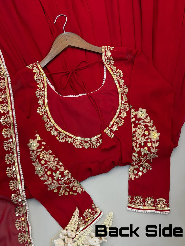 Luxury Embroidered Faux Georgette 3-Piece Ready-to-Wear Gown Set – view 20