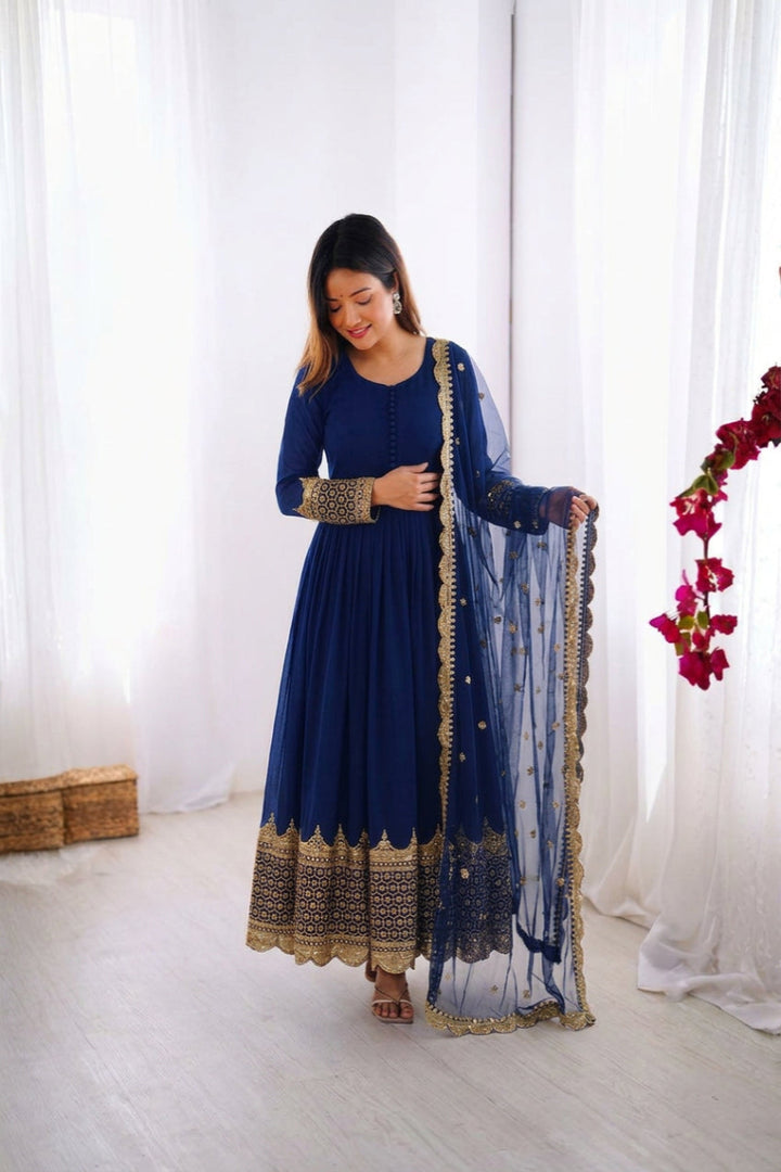 [READY STOCK] Deepavali Embroidered Anarkali Dress Set | Sequins Muslimah Baju Raya Dinner Wear