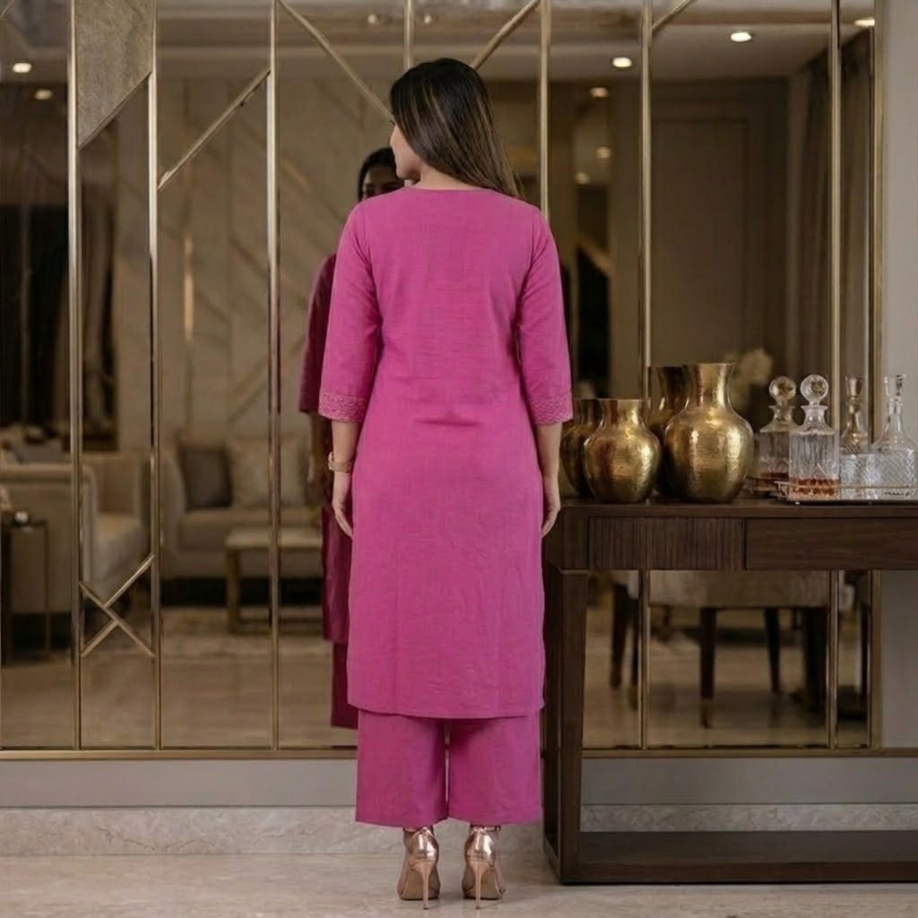 One Side Pant Pocket   Ready To Wear 2PCS Set For Women