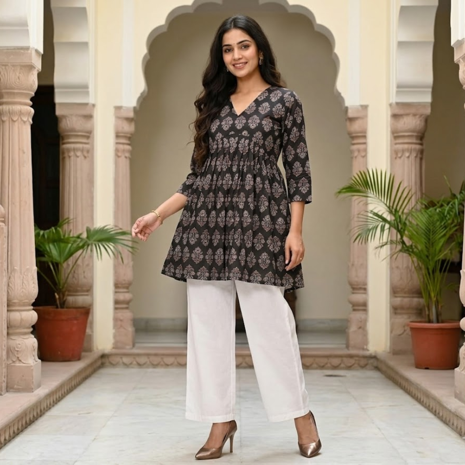Elegant  Printed  Frock Tops  Collection For Women