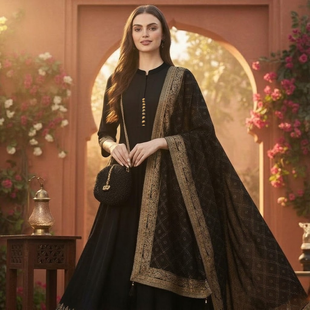 Designer Anarkali Kurta Pant and Dupatta 3Pcs Set For Women